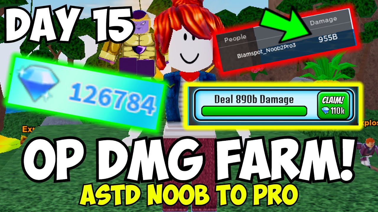 (Day 15) ASTD Noob To Pro -Getting 100,000 Gems FAST & Maxing Damage Task! EZ Beginner DAMAGE FARM