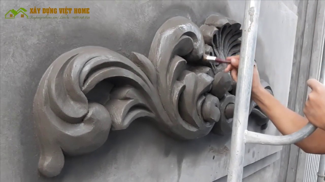 [ Xây dựng Việt Home] - Xem cách đắp phù điêu hoa văn đơn giản mà cực đẹp - Phù điêu biệt thự