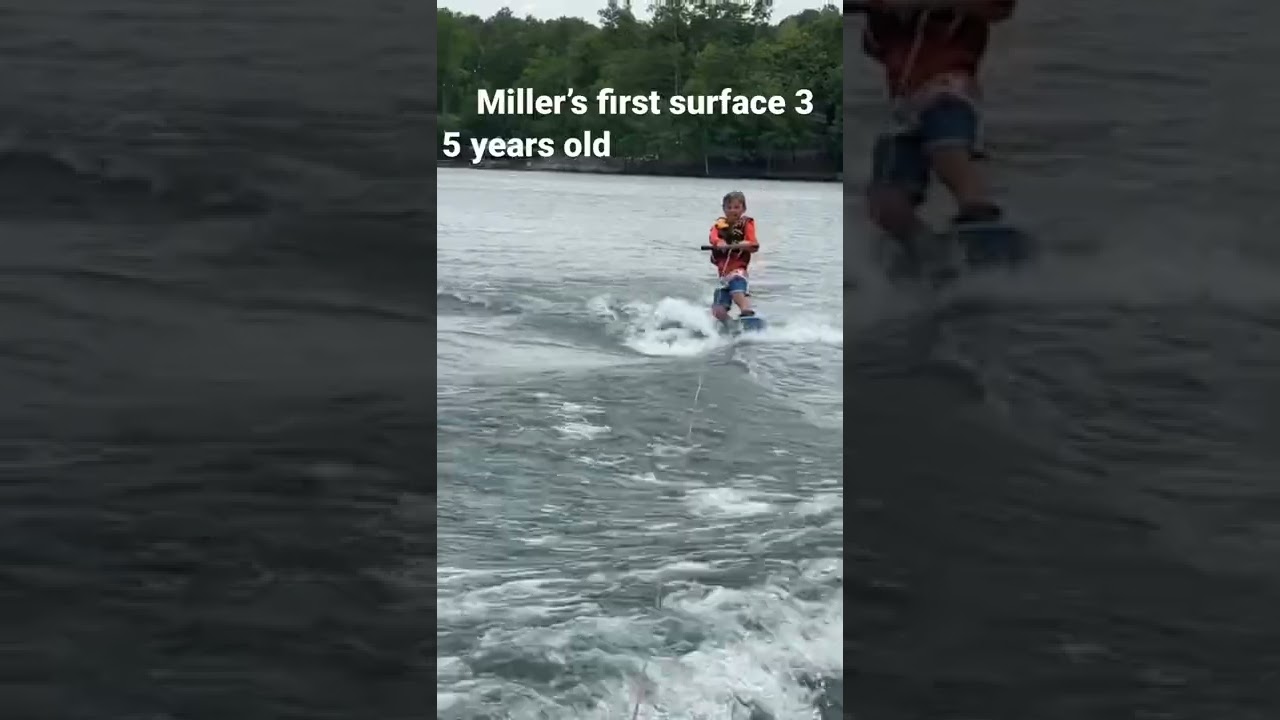 Kids first surface 360 on wakeboard