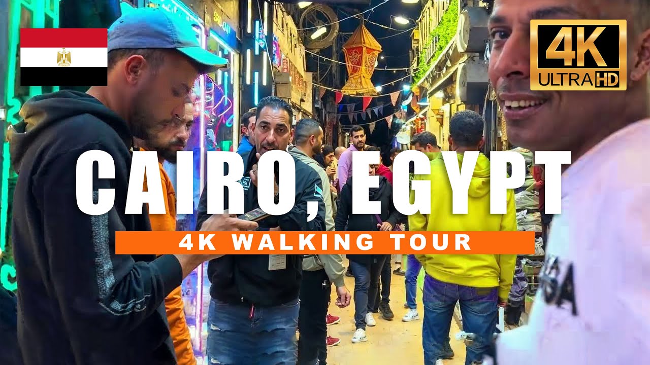 4K Cairo, Egypt Walking Tour | Talaat Harb Street Qasr El Nil Street | 4K HDR 60fps