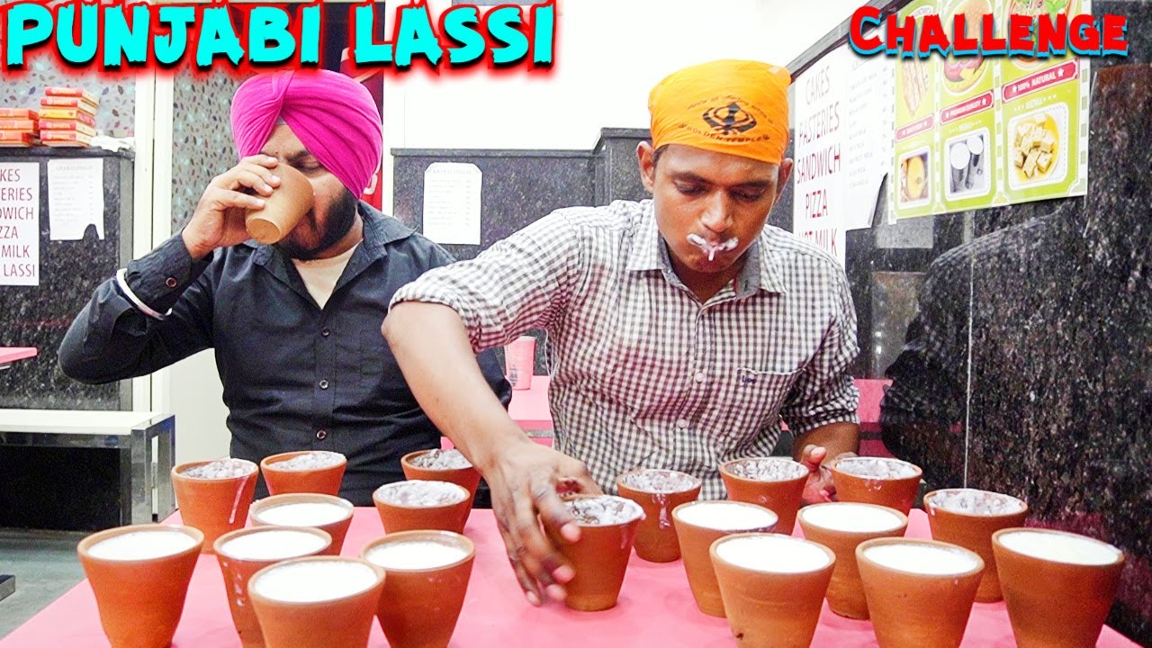 20x Glass Street Punjabi Lassi Challenge | Punjab Street Food Challenge | Unlimited Food Challenge
