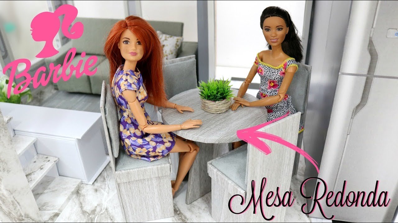 COMO FAZER MESA REDONDA COM CADEIRAS PARA BARBIE | HOW TO MAKE ROUND TABLE WITH CHAIRS FOR BARBIE