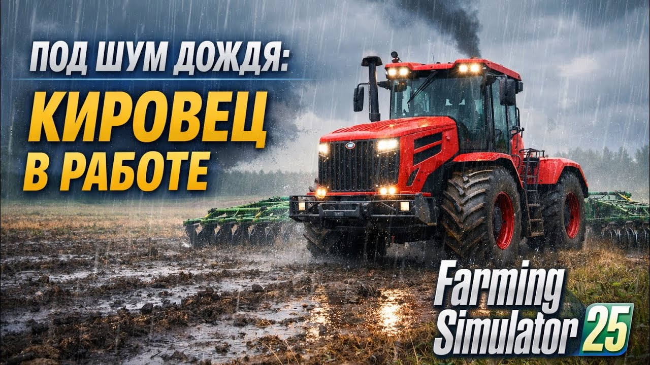 🚜Под шум дождя Кировец в работе Farming Simulator 25 