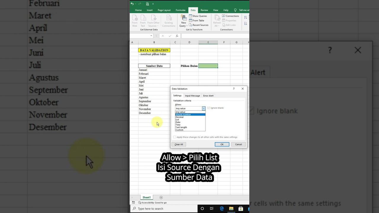 Trik 60 Detik Membuat Data Validation (Dropdown list Microsoft Excel)