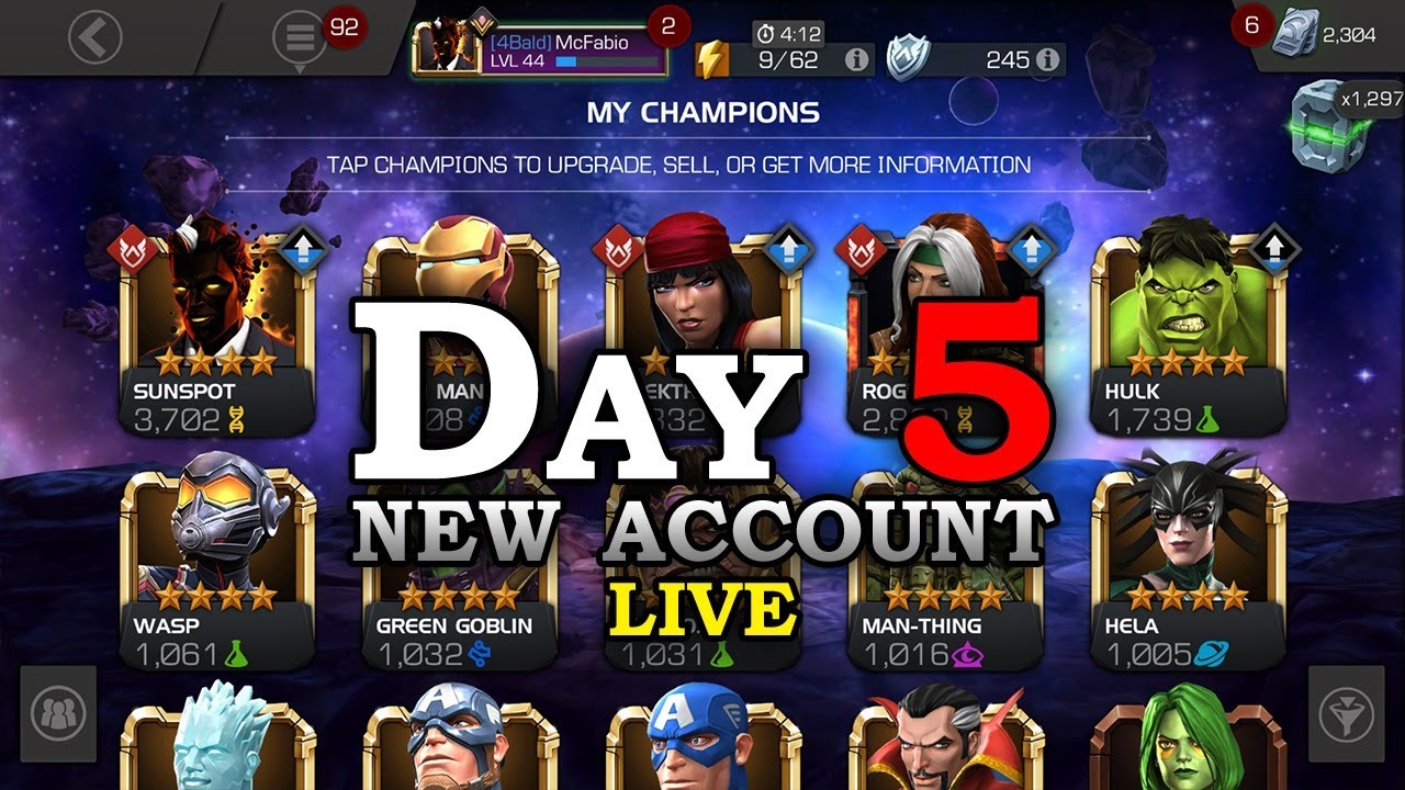 Day 5 - New Account Challenge - LIVE | Marvel Contest of Champions Live Stream