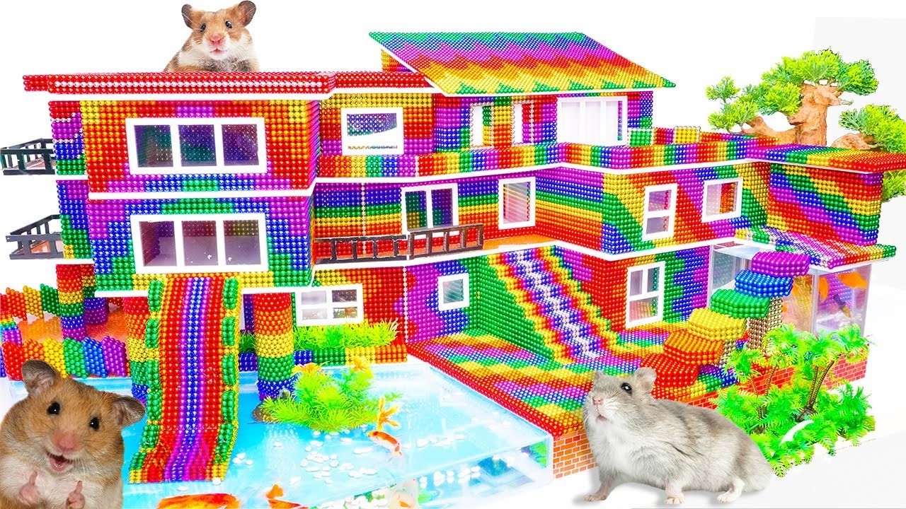 Build Most Beautiful Mansion Swimming Pool From Magnetic Balls (Satisfying)