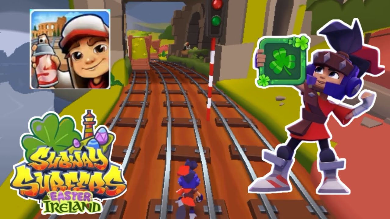 Subway Surfers :- One Run Challenge in Easter Ireland with Enzo Gladiator Outfit 💂🍫