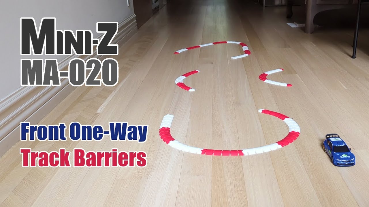Mini-Z AWD MA-020 Grip Driving with Front One-Way Diff, Track Barriers Test