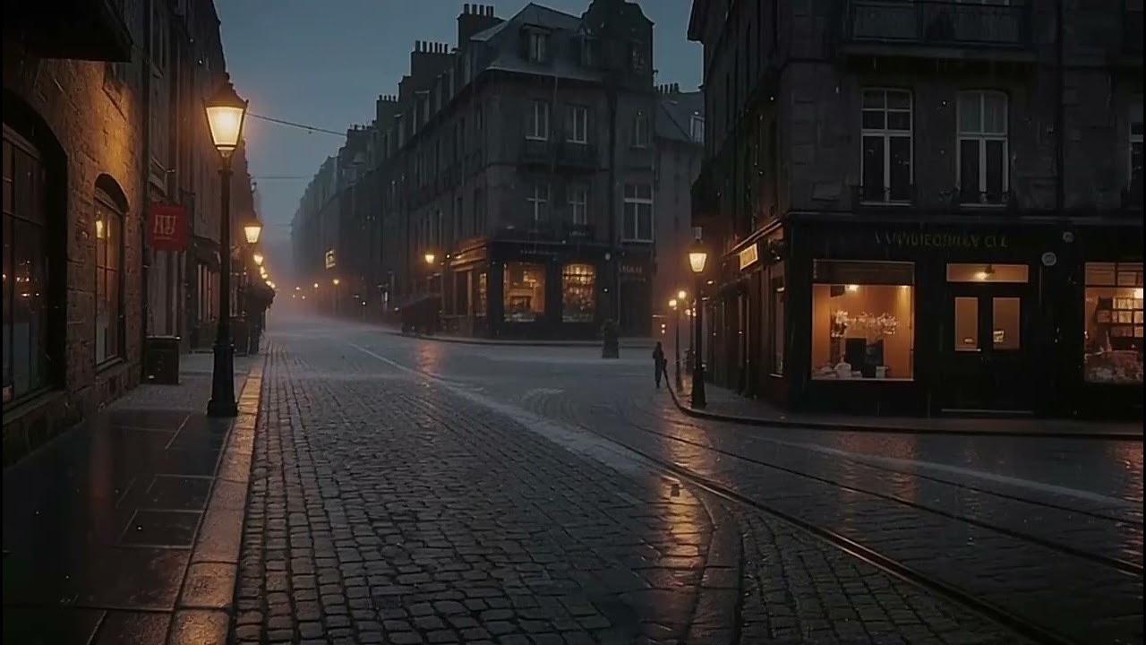 Night Rain on Empty Old Town Streets 🌧️ 8 Hours Atmospheric Rain Sounds for Sleep & Focus