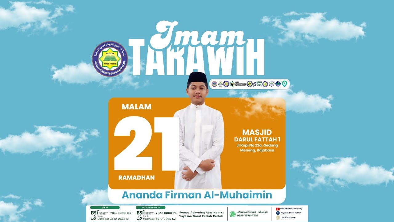 LIVE - Shalat Tarawih 1 Malam 1 Juz Ananda Firman Al Muhaimin (Juz 21)