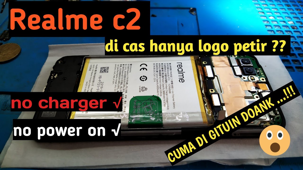 realme c2 di cas hanya logo petir , short vbat
