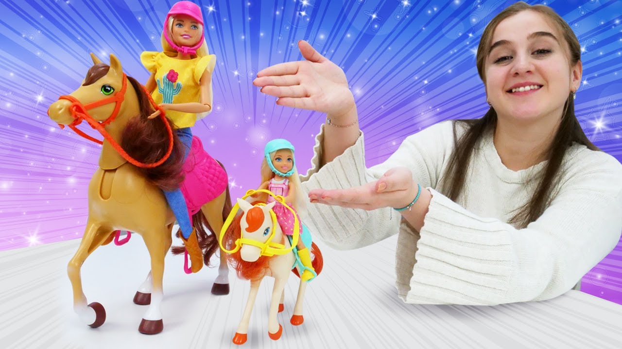 Barbie yeni oyuncağı a&ccedil;alım! Barbie ve Chelsea'nın sevimli atı! Unboxing video