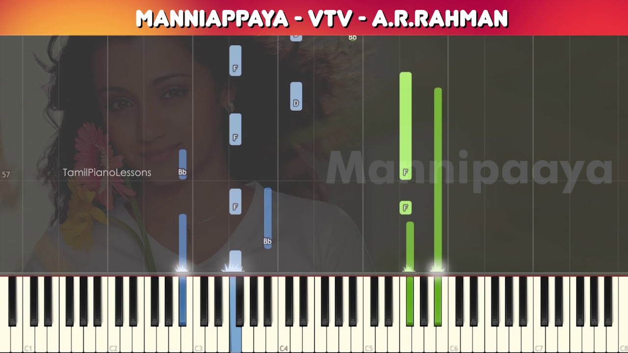 Mannippaya Full Song Piano Tutorial with Synthesia Video | A.R.Rahman | STR,Trisha | GVM