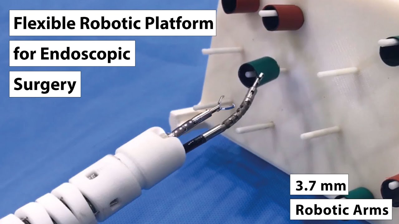 Flexible Robotic Platform for Scar-Free Endoscopic Surgery with 3.7 mm Diameter Robotic Arms