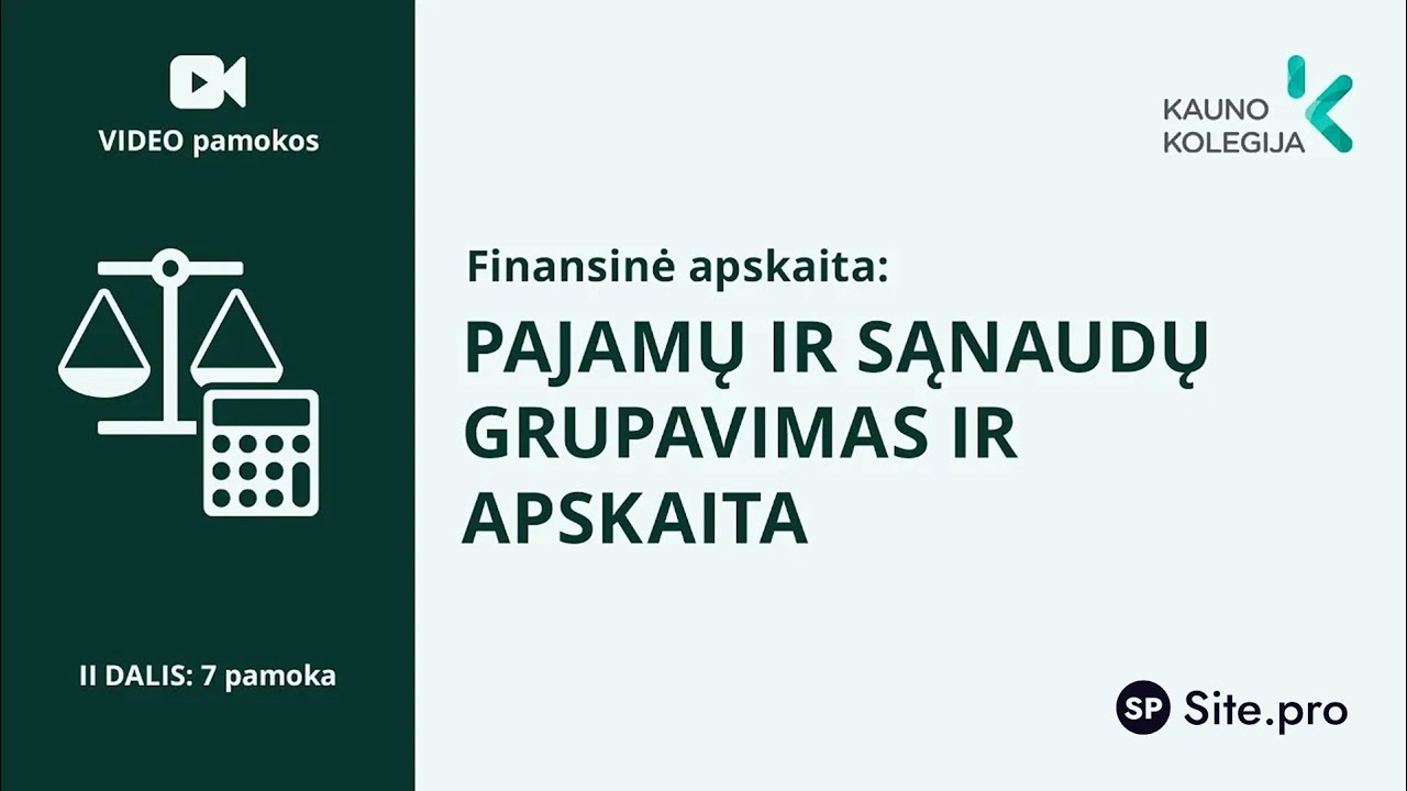 Finansinė apskaita: Pajamų ir sąnaudų grupavimas ir apskaita