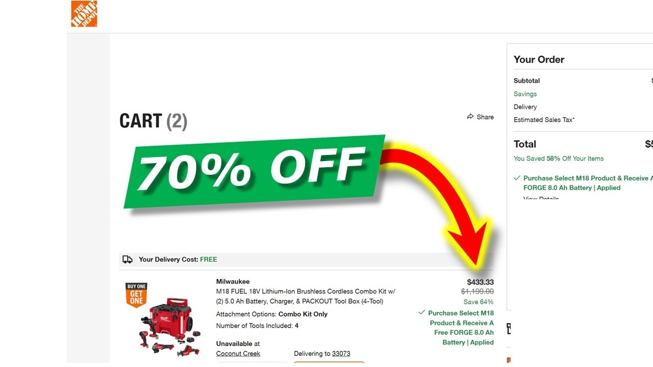 Home Depot Dlitch? Score 70% OFF Milwaukee 4 Tool Kit, Packout, Batteries