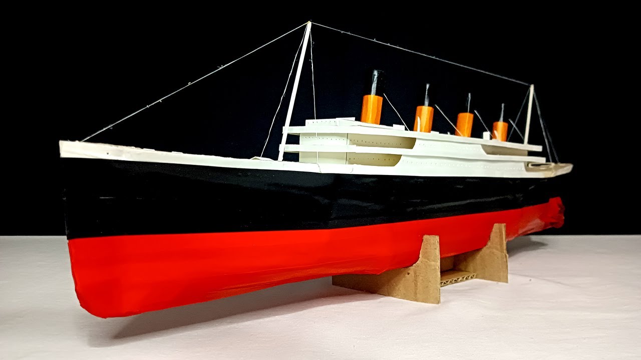 Cardboard ship Titanic, how to make a model of a ship with a motor