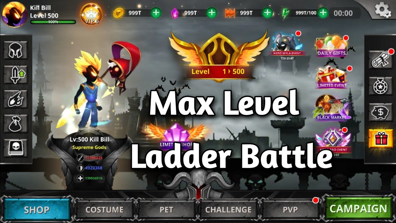 Stickman Legends Max Level Ladder Battle!