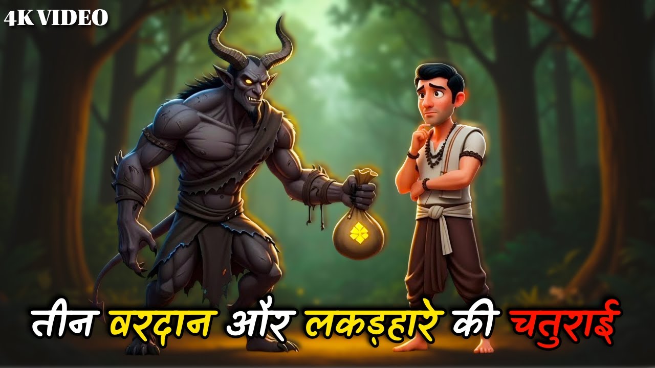 तीन वरदान और लकड़हारे की चतुराई | Hindi Moral Story | Kids Story | Motivational Story Hindi | Story