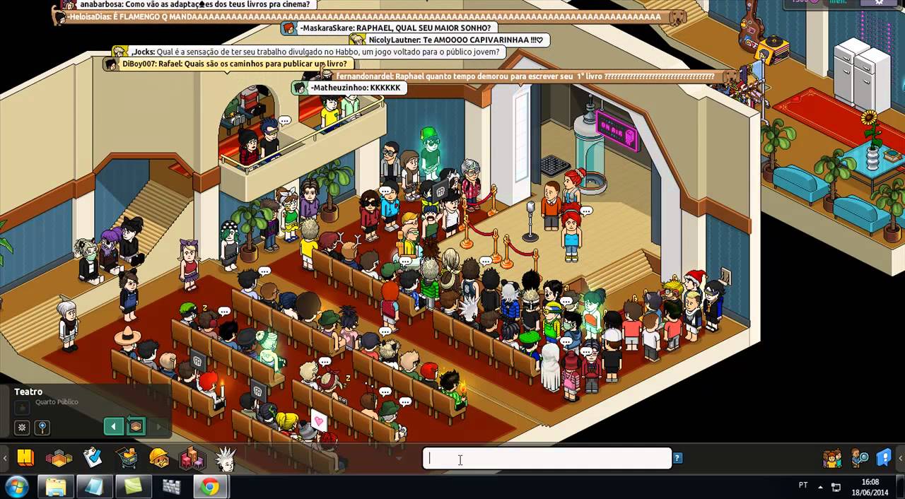 Recebemos a visita de Raphael Montes no Habbo Hotel 2014 Emblemas Habbo PT/BR