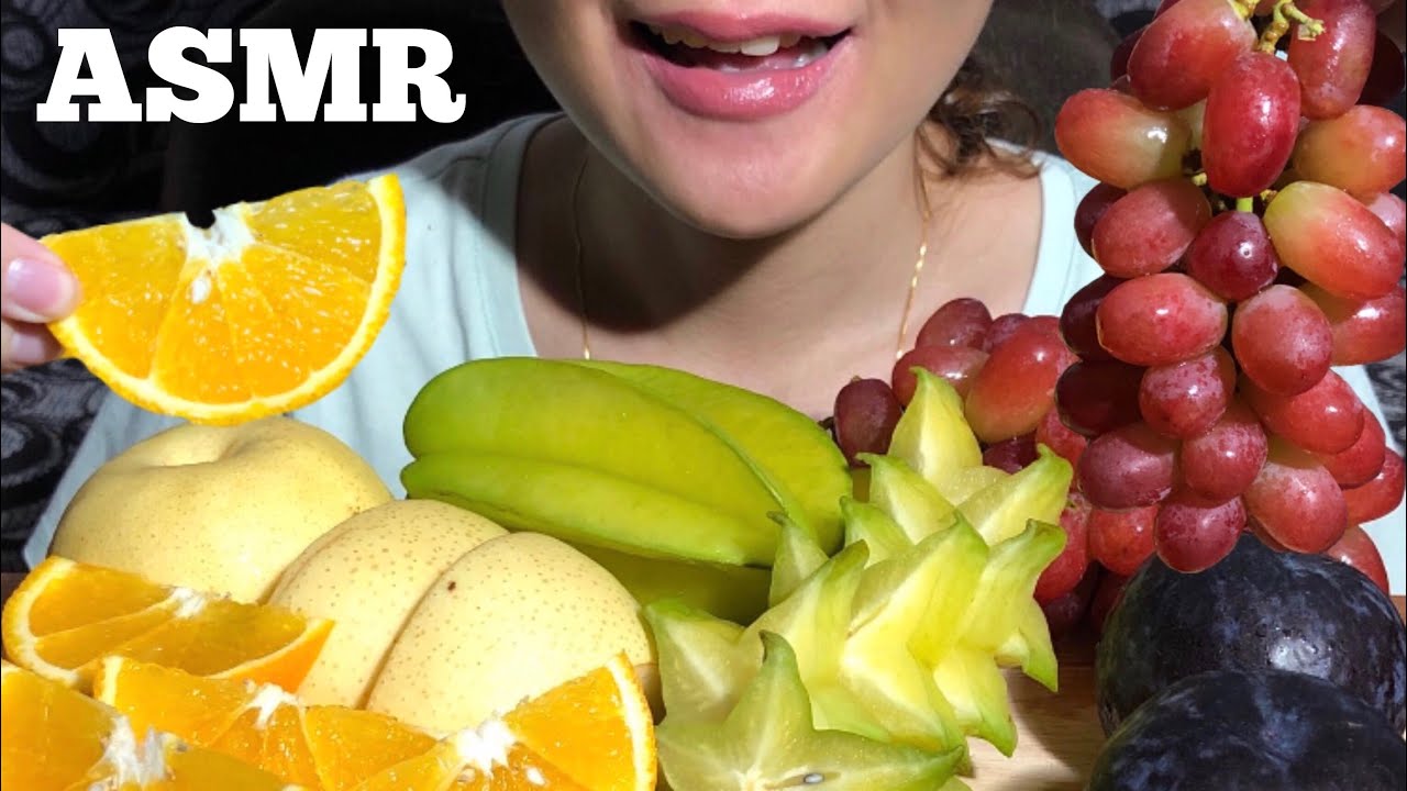 ASMR FRUIT PLATTER || GRAPES, ORANGES, STARFRUIT, PLUMS || NO TALKING