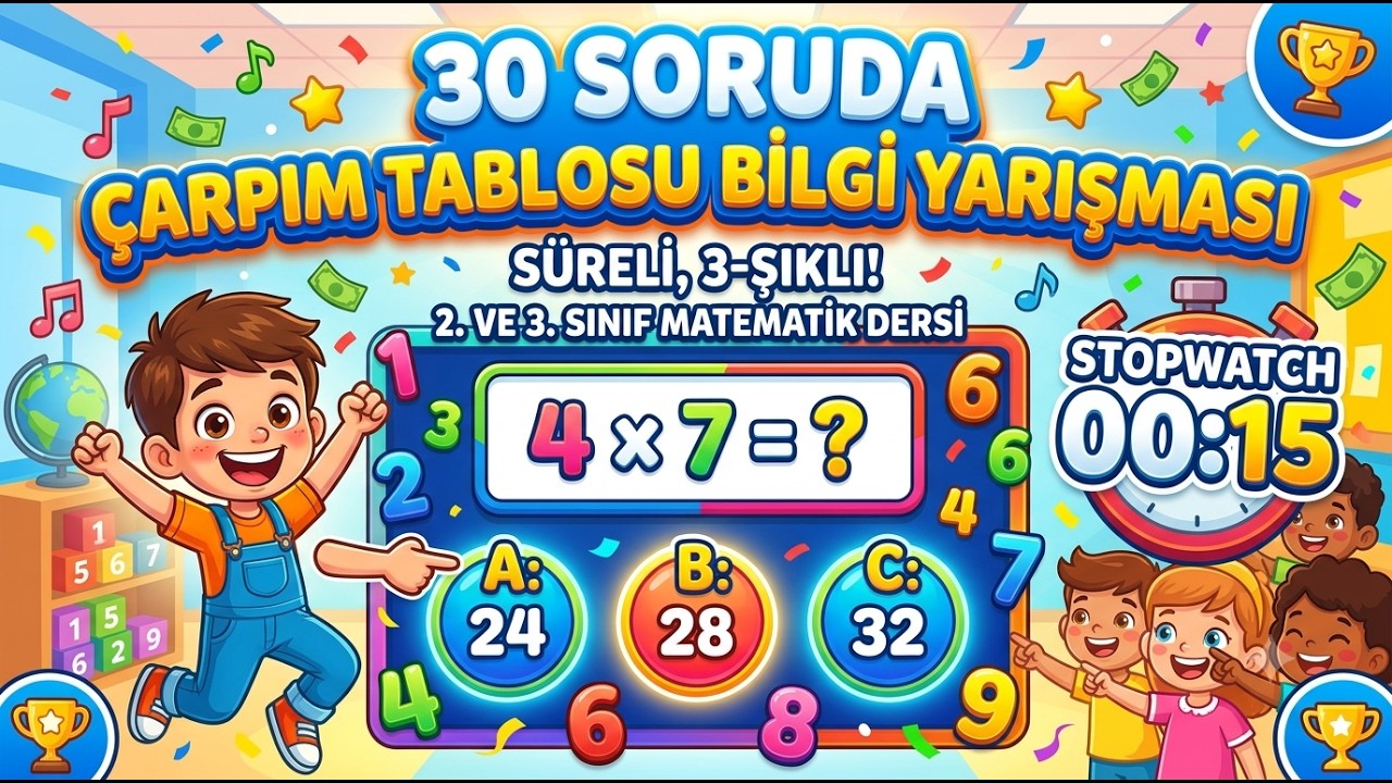 30 Soruda Çarpım Tablosu Öğreniyoruz 2. Sınıf