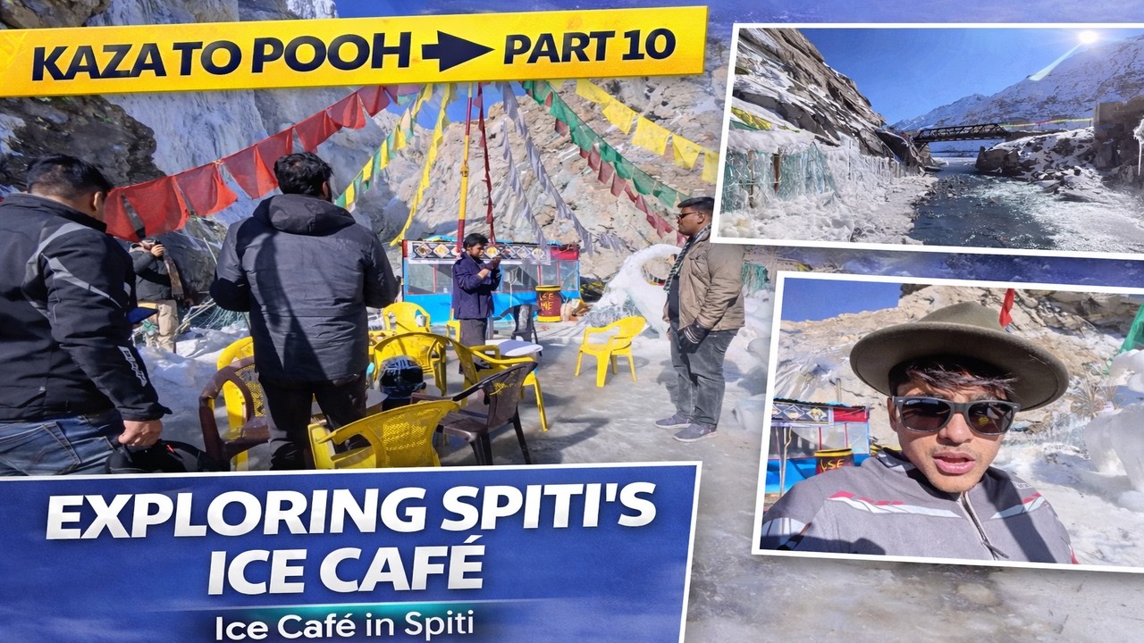 Kaza to Pooh Village | Frozen Ice Cafe Experience ❄️ | Spiti Bike Trip Part 10