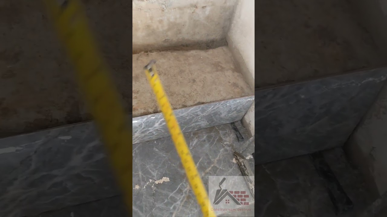 Assentamento piso escada corte 45 grau.
