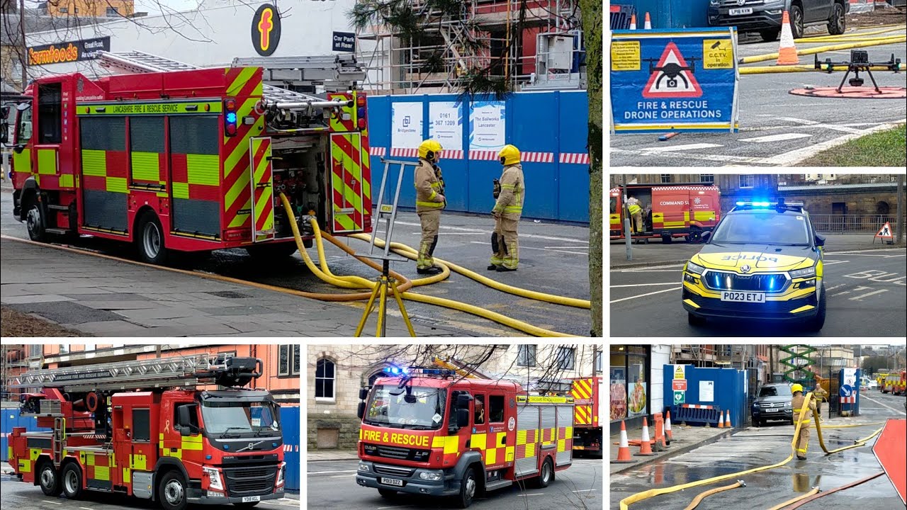 *FIRE DRONE* *6 PUMP FIRE* Student Flat fire in Lancaster- aftermath