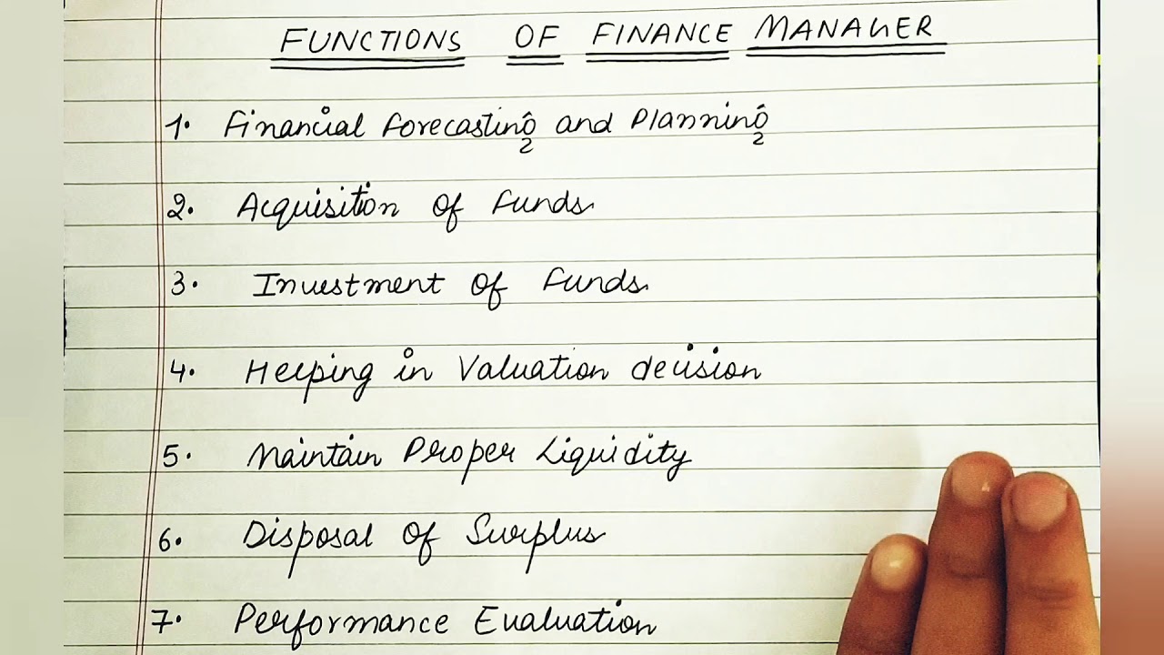 Functions Of Finance Manager