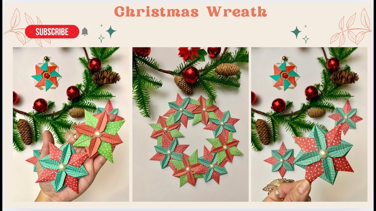 Origami Maniacs 579: Beautiful and Easy Christmas  Wreath #christmasdecorations #paperart #origami