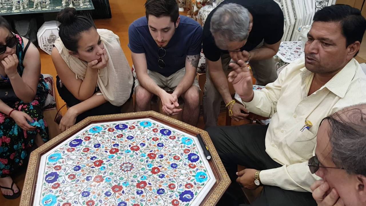 How the inlay is made using precious stones for the inlay at Taj Mahal