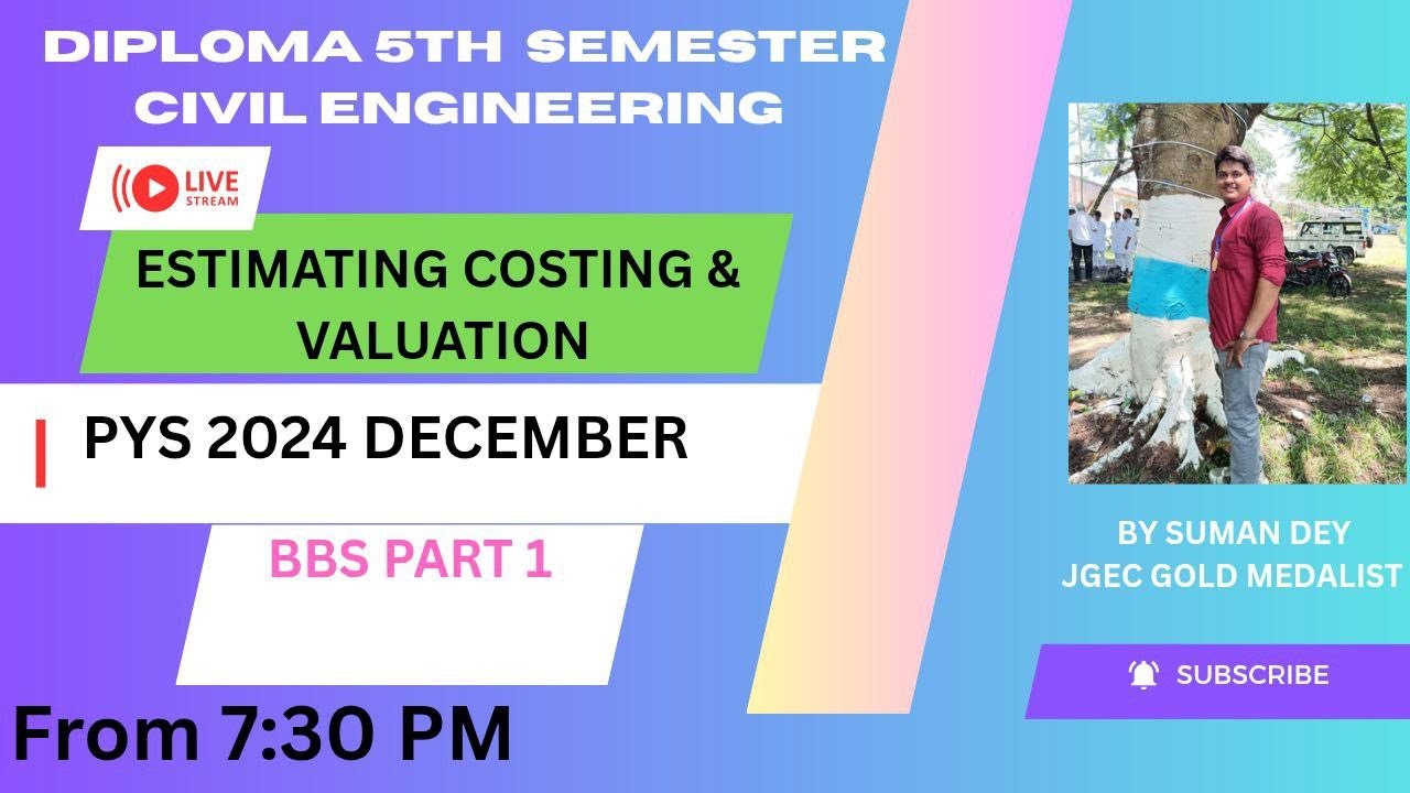 ESTIMATING,COSTING & VALUATION (CEPC 502) 2024 DECEMBER PYS  | WBSCTE | 5TH SEMESTER 2025 | 3RD YEAR