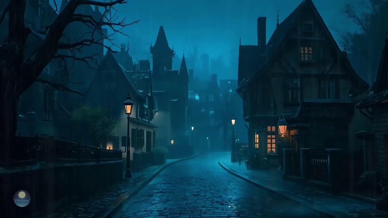 Relax with Gentle Rain Sounds & Soft Ambience Music in a Quiet Village Night