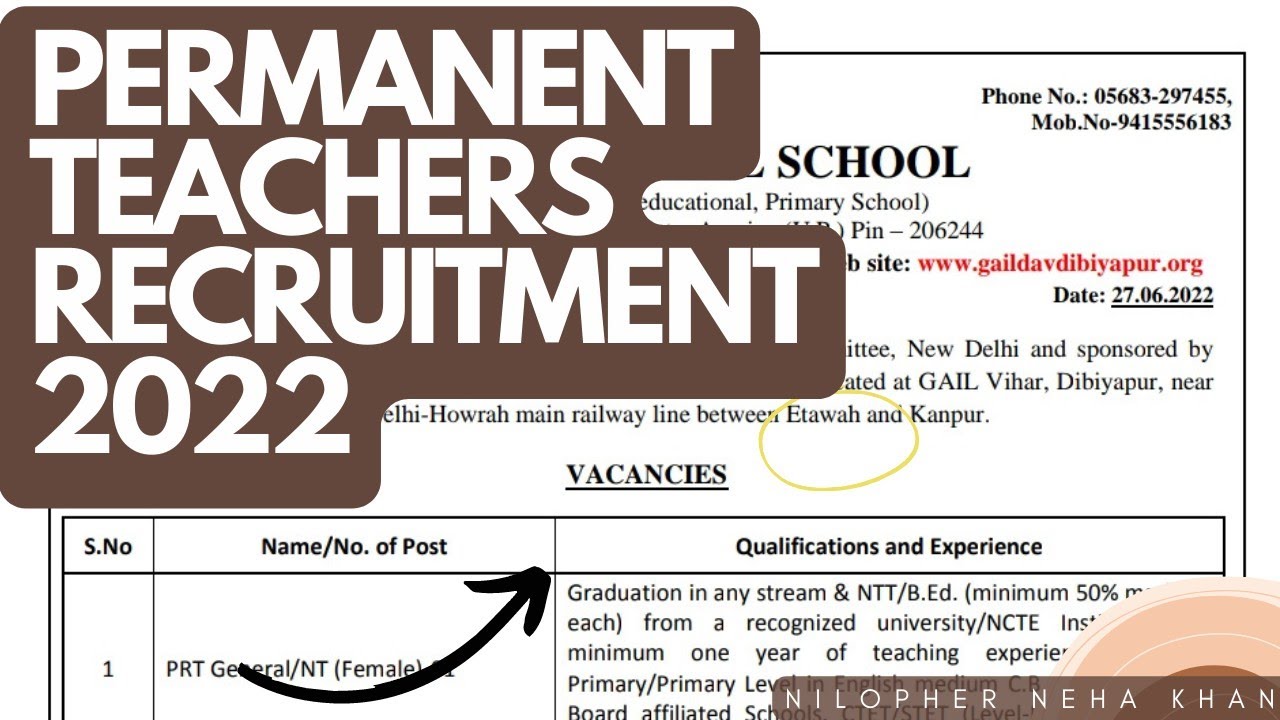PRT/TGT/PGT PERMANENT TEACHERS RECRUITMENT 2022 | Permanent Teacher Vacancy 2022 | Teacher Vacancy
