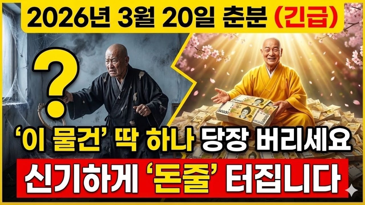 춘분 3월 20일 집안에 '이 물건' 딱 하나만 당장 버리세요. 2026년 돈줄이 터집니다! | 부자되는법 | 춘분 재물운 | 춘분 비방 | 삼재풀이 횡재수 부처님 가피
