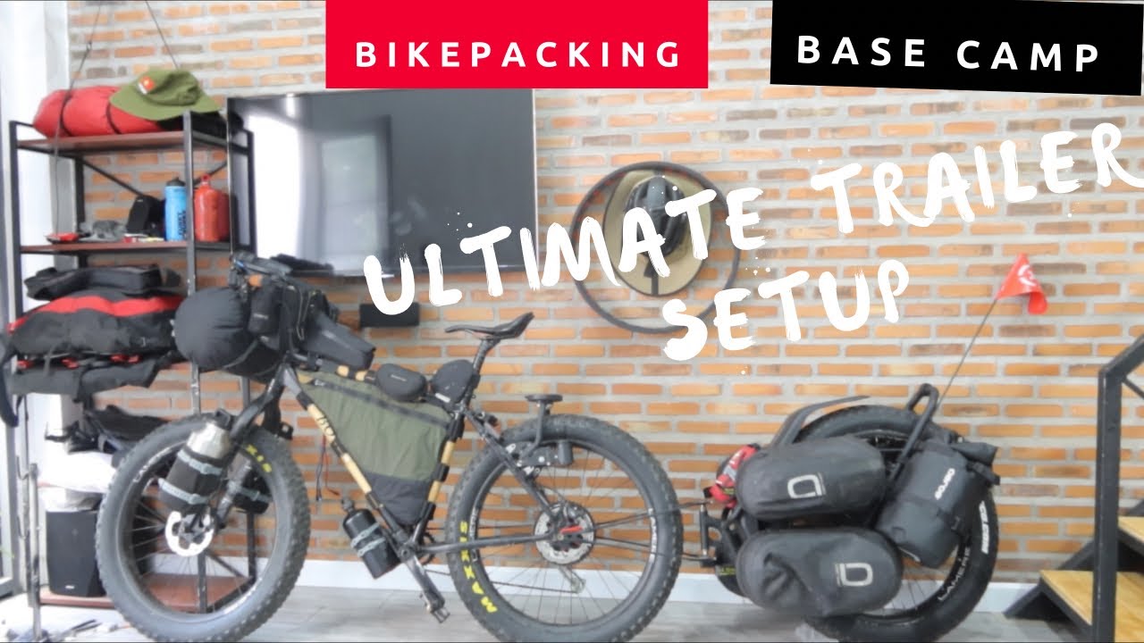 Bikepacking trailer setup base camp