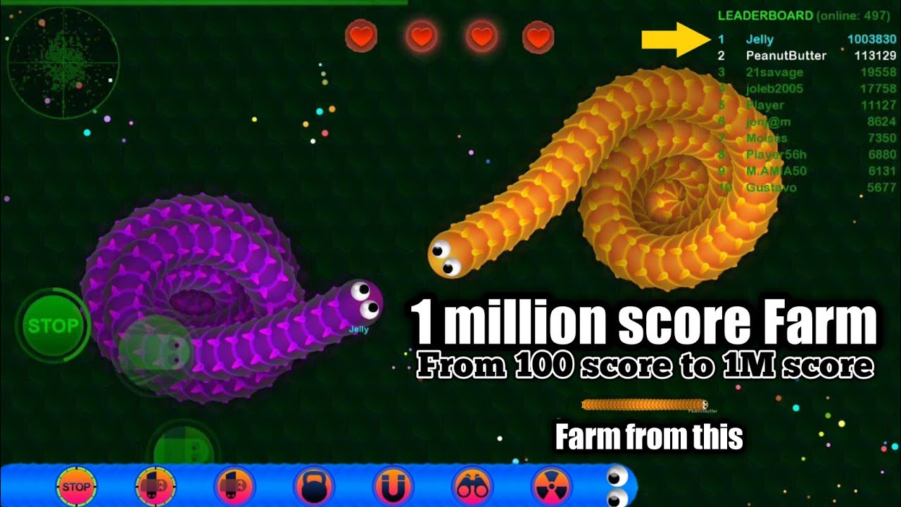 Wormax.io 1 million farm but we start with little mass