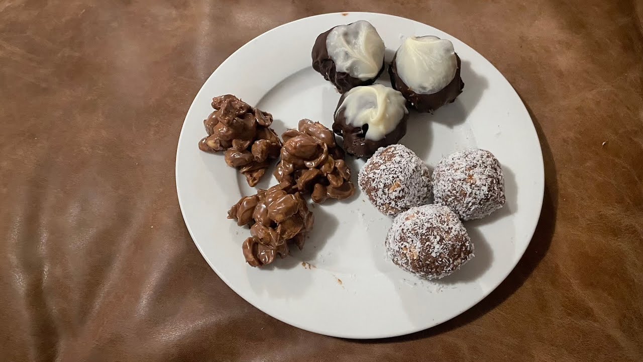 Christmas Pudding Truffles, Plain Chocolate Truffles and Chocolate Nut Clusters
