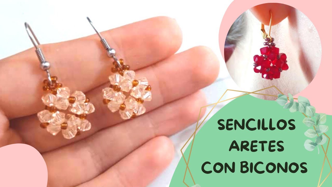 Aretes con Biconos o Swarovski y Mostacillas | Super fáciles para Principiantes | Bicone Earrings