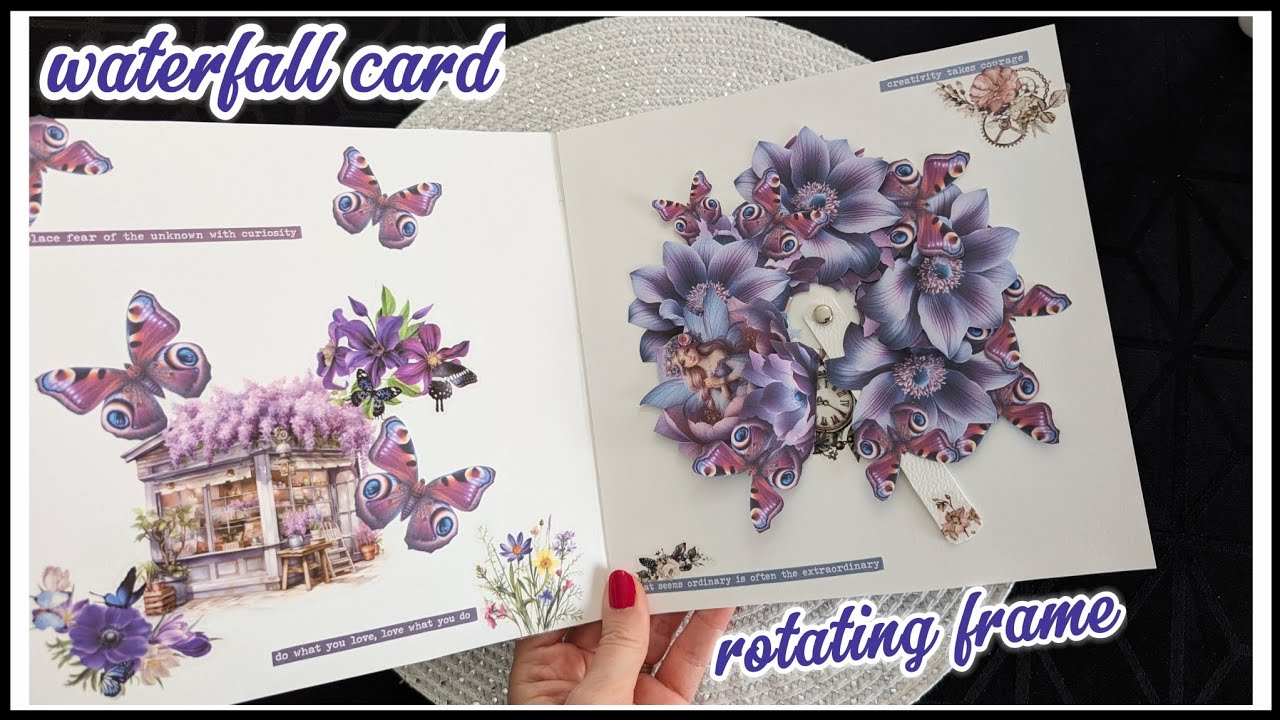 waterfall card with rotating frame💖💜🌺💜 inspired by @TanuCreative #diycards #scrapbook