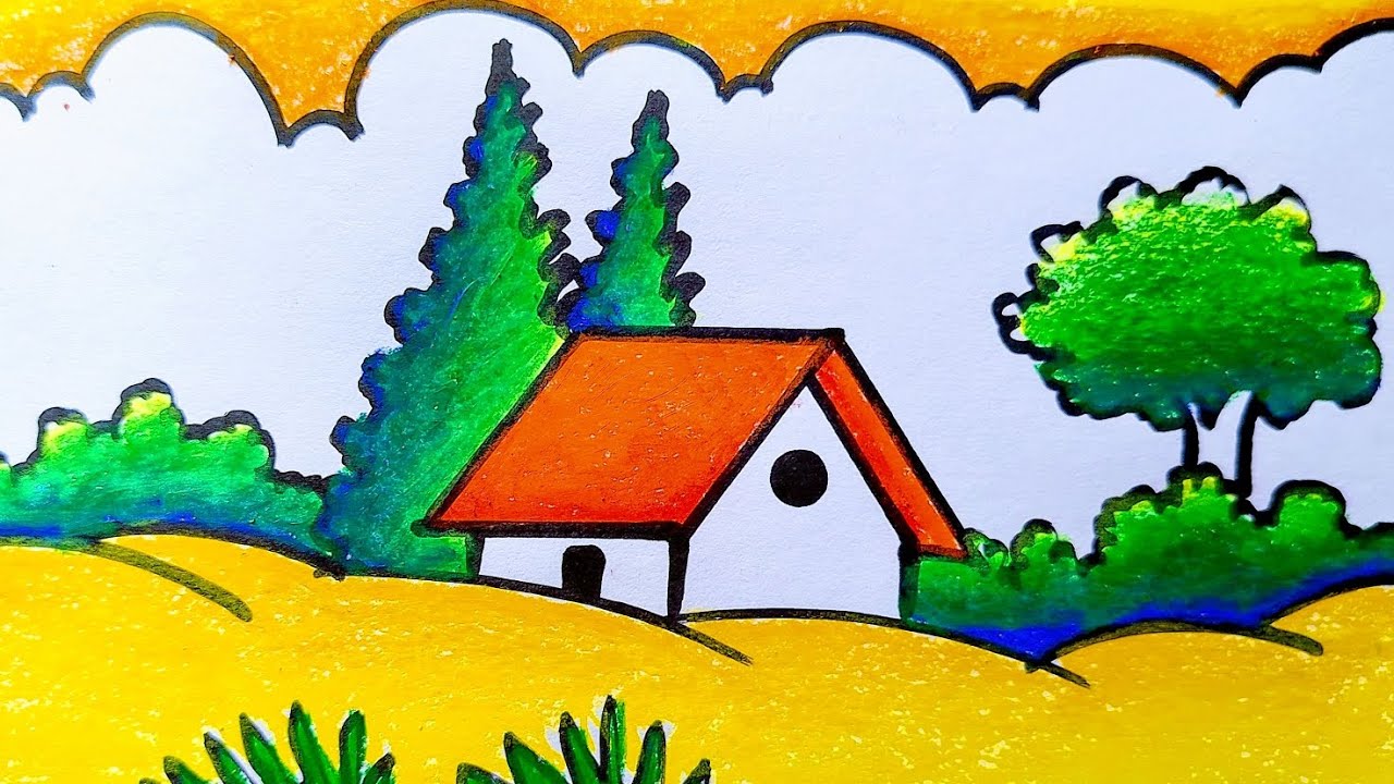 Village drawing simple / Village drawing scenery 
