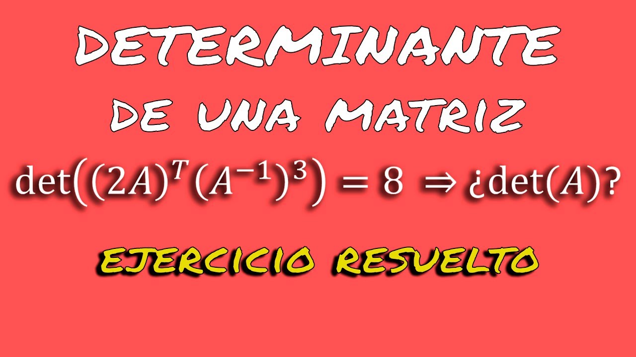 Determinante de una Matriz - Ejercicio Resuelto - Paso a Paso