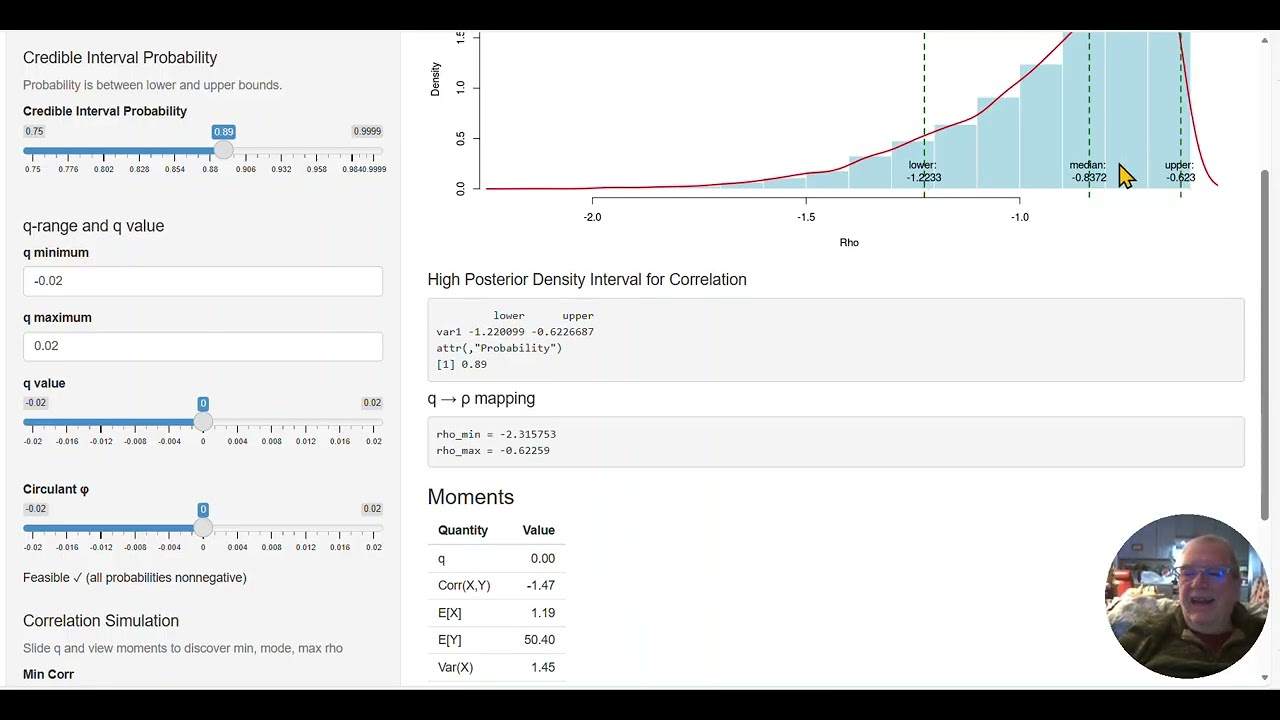 Topic 2 - Degenerate joint probabilities and correlation inference: the app