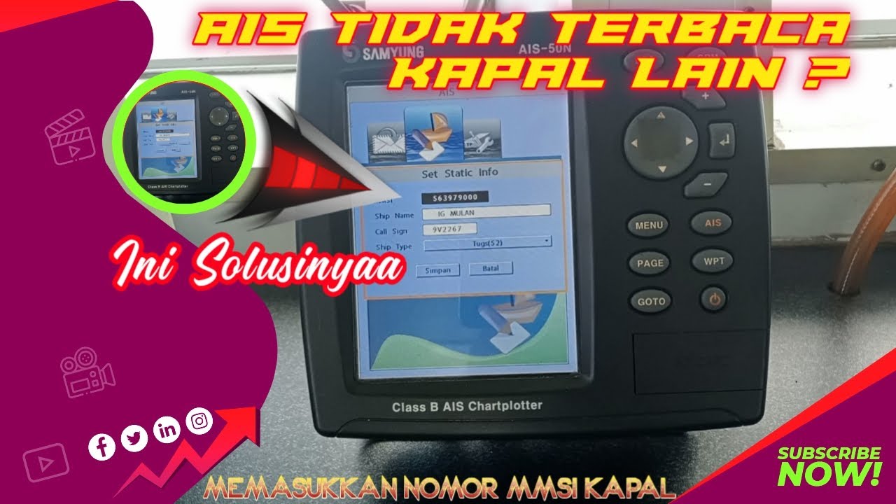 cara memasukkan nomor mmsi kapal ke Ais samyung 50-N | kerja kapal