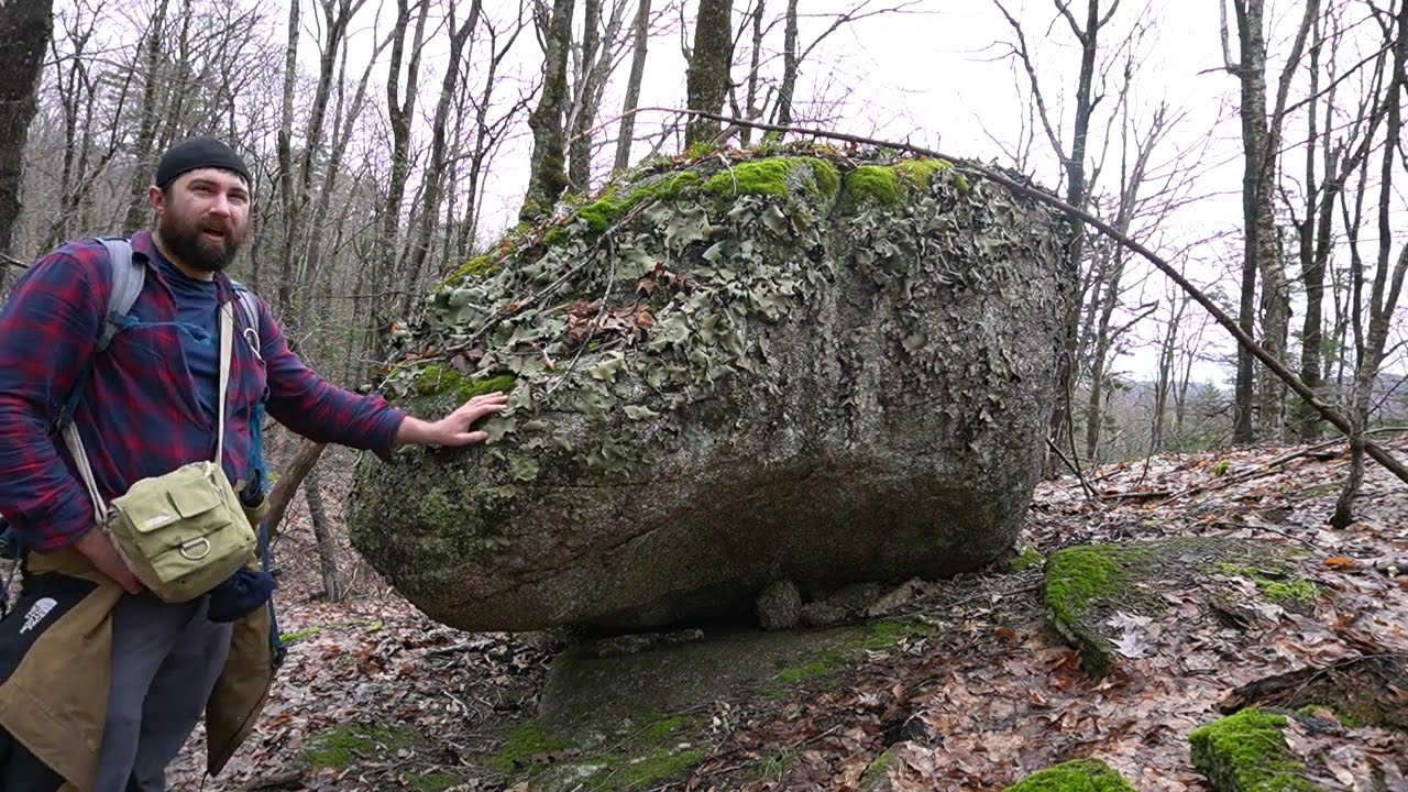 Common Perched Oval Boulder Near Megalithic Wall