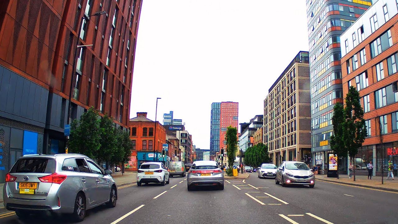 Driving from Princess Road to Shudehill, Manchester City Centre