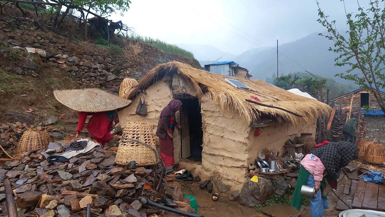 This is Himalayan Mountain Village Life | Rainy Day | Peaceful Rural Village Documentary Video Nepal