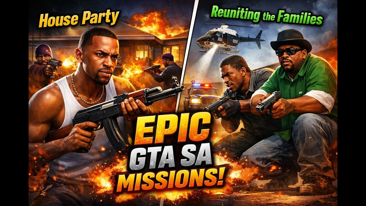 Two iconic GTA San Andreas missions in one video🔥House Party & Reuniting the Families full gameplay!