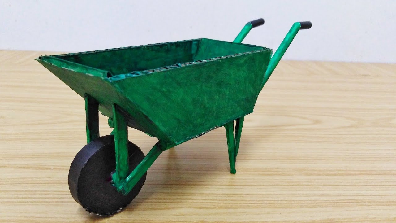 How to Make a CARDBOARD Wheelbarrow - DIY Realistic Miniature Wheelbarrow